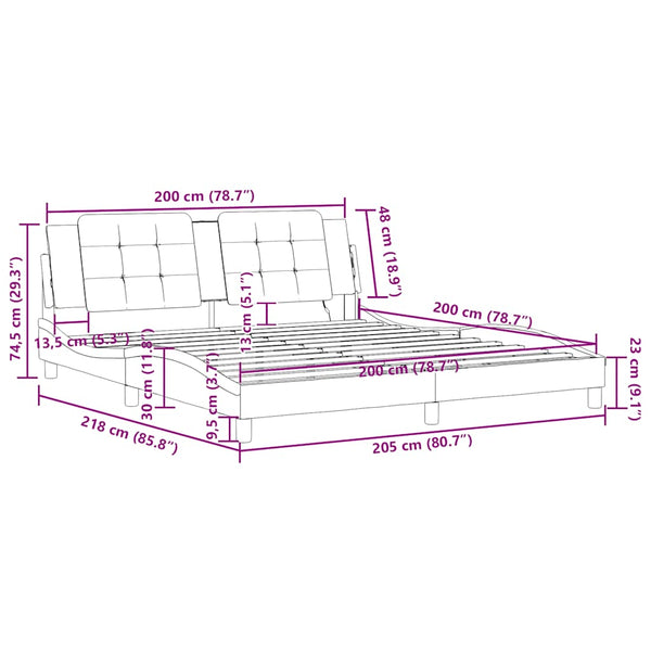 vidaXL Bed Frame without Mattress "Zadar" Grey 200x200 cm Faux Leather
