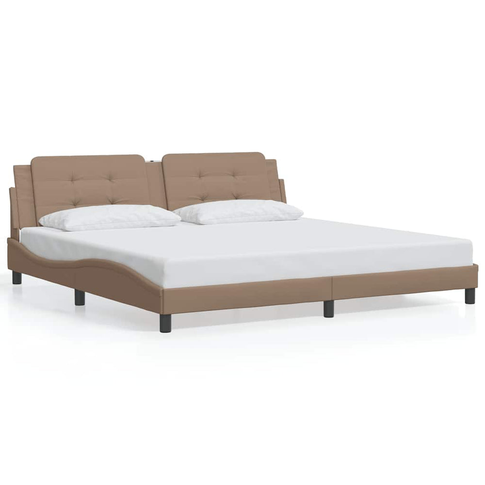 vidaXL Bed Frame without Mattress "Zadar" Cappuccino Brown 200x200 cm Faux Leather