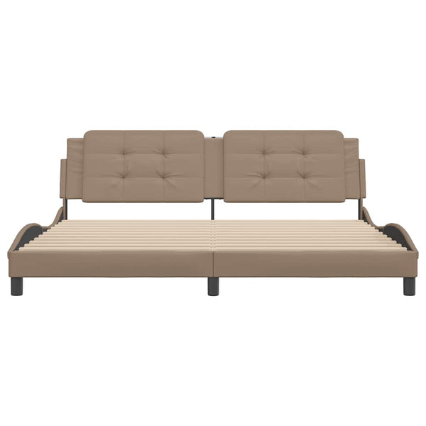 vidaXL Bed Frame without Mattress "Zadar" Cappuccino Brown 200x200 cm Faux Leather