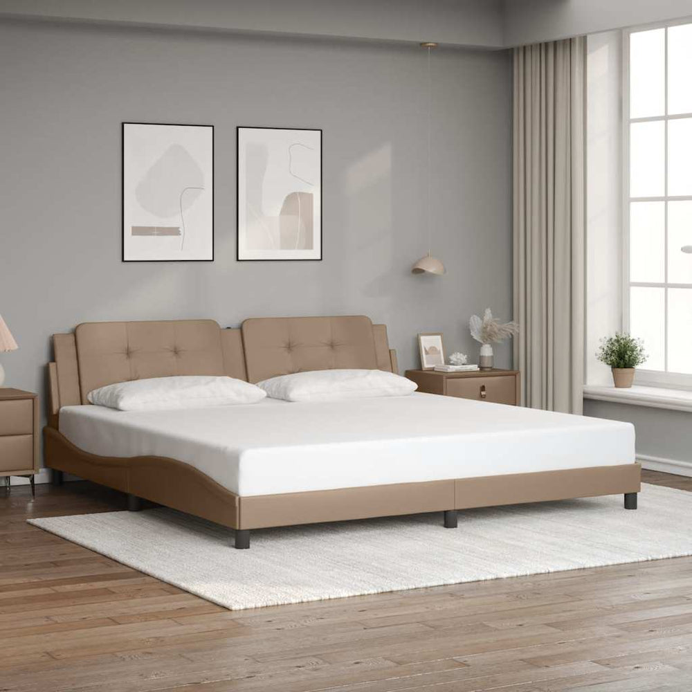 vidaXL Bed Frame without Mattress "Zadar" Cappuccino Brown 200x200 cm Faux Leather