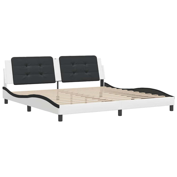 vidaXL Bed Frame without Mattress "Zadar" White and Black 200x200 cm Faux Leather