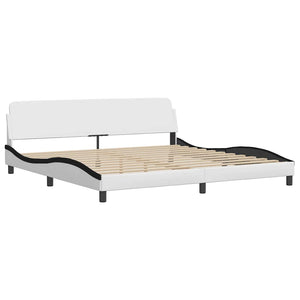 vidaXL Bed Frame without Mattress "Zadar" White and Black 200x200 cm Faux Leather
