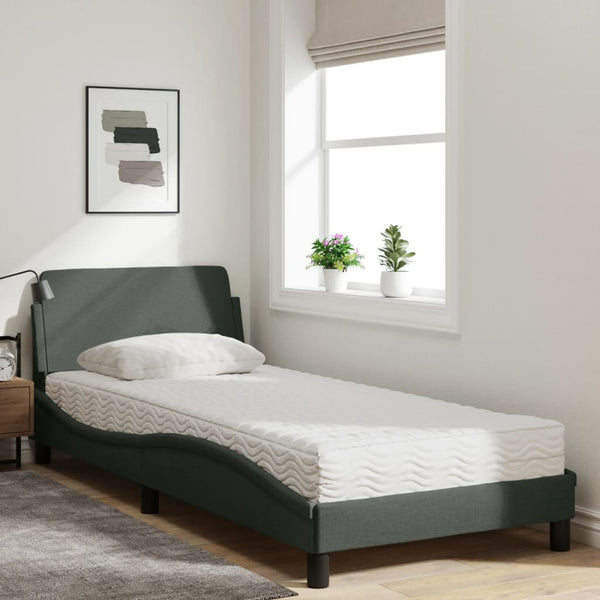 vidaXL "Dover" Bed with Mattress Dark Grey 80x200 cm Fabric