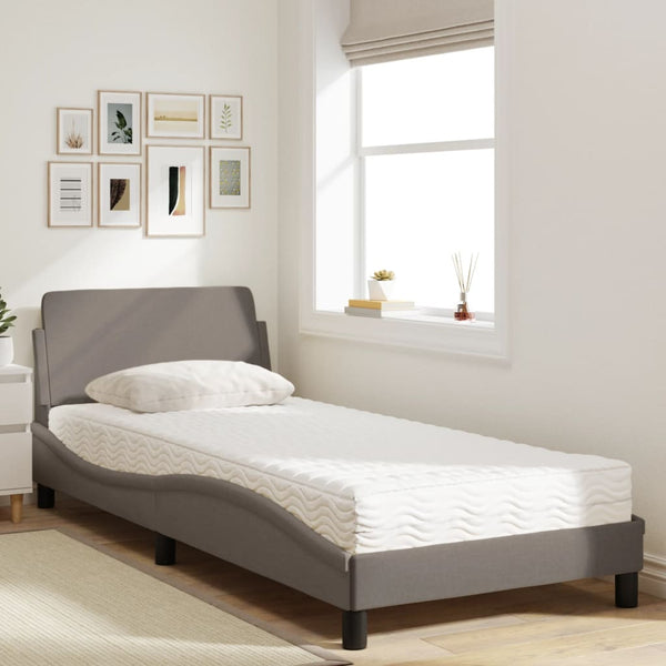 vidaXL "Dover" Bed with Mattress Taupe 80x200 cm Fabric