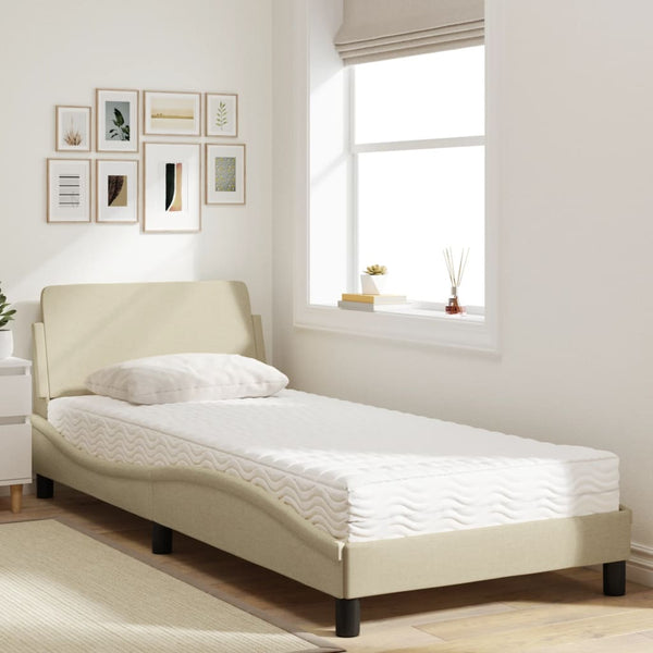 vidaXL "Dover" Cream Bed with Mattress 80x200 cm Fabric