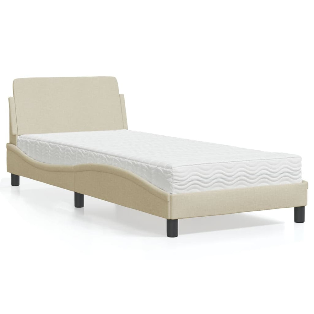 vidaXL "Dover" Cream Bed with Mattress 80x200 cm Fabric