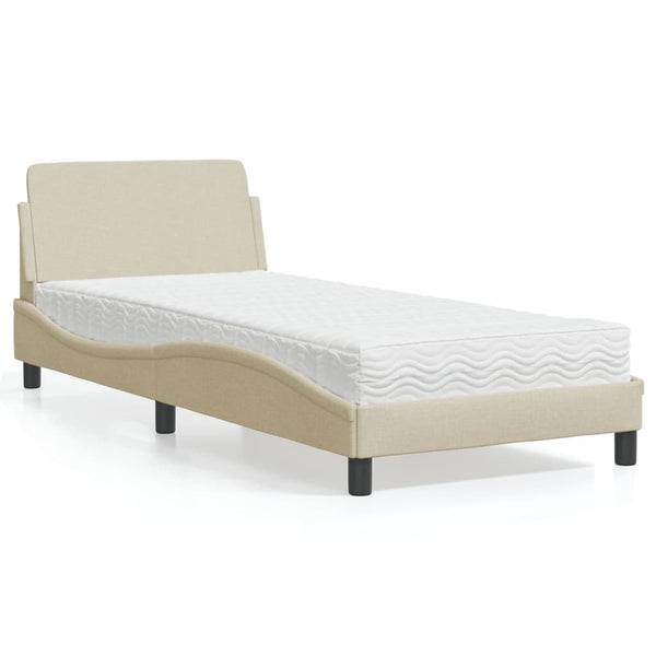 vidaXL "Dover" Cream Bed with Mattress 80x200 cm Fabric