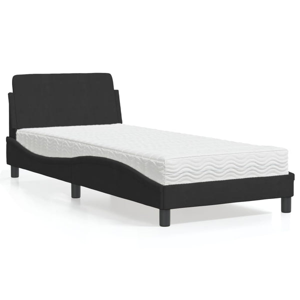vidaXL Bed with Mattress "Dover" Black 80x200 cm Velvet