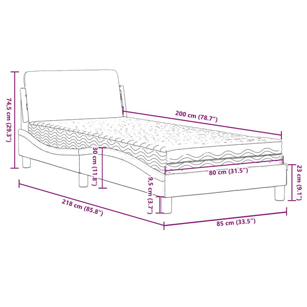 vidaXL Bed with Mattress "Dover" Dark Green 80x200 cm Velvet