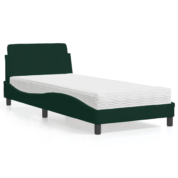 vidaXL Bed with Mattress "Dover" Dark Green 80x200 cm Velvet