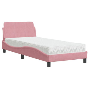 vidaXL Bed with Mattress "Dover" Pink 80x200 cm Velvet