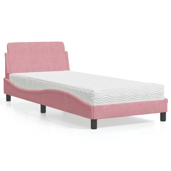 vidaXL Bed with Mattress "Dover" Pink 80x200 cm Velvet