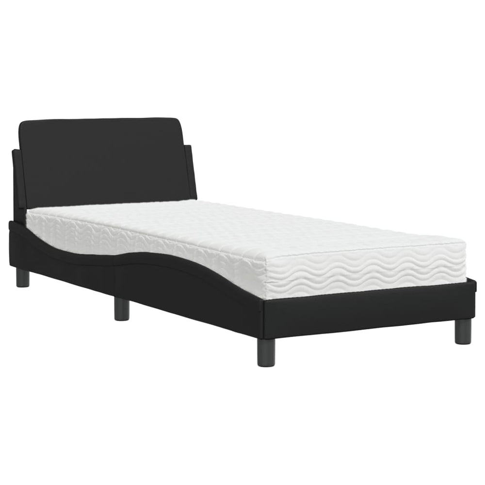 vidaXL Bed with Mattress "Dover" Black 80x200 cm Faux Leather