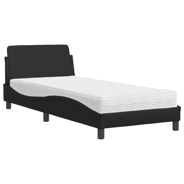 vidaXL Bed with Mattress "Dover" Black 80x200 cm Faux Leather