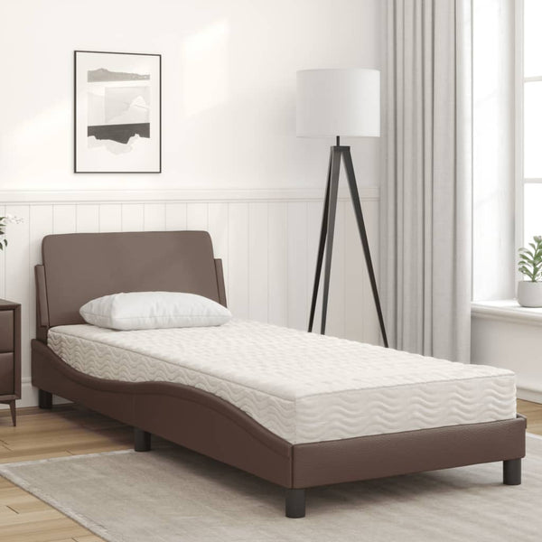 vidaXL Bed with Mattress "Dover" Brown 80x200 cm Faux Leather