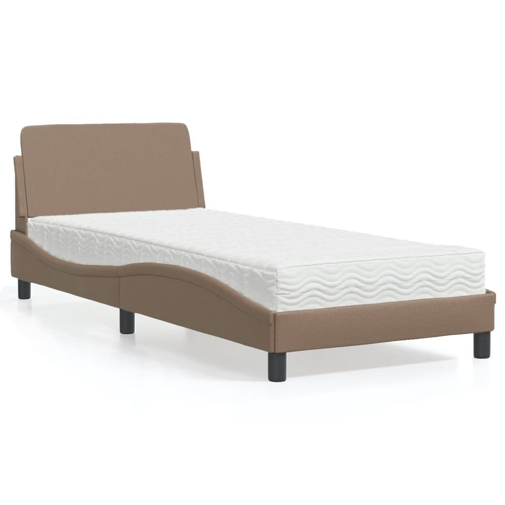 vidaXL Bed with Mattress "Dover" Cappuccino Brown 80x200 cm Faux Leather