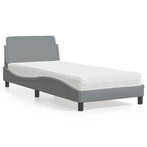 vidaXL Bed with Mattress "Dover" Light Grey 90x190 cm Fabric