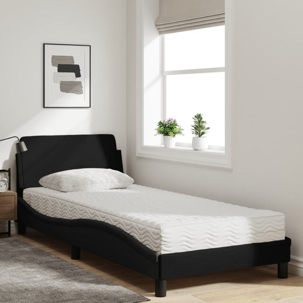 vidaXL Bed with Mattress "Dover" Black 90x190 cm Fabric