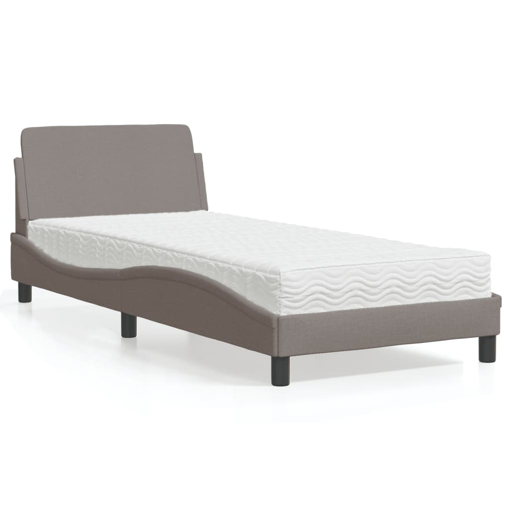 vidaXL Bed with Mattress "Dover" Taupe 90x190 cm Fabric