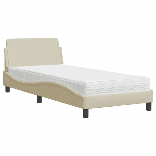 vidaXL "Dover" Bed with Mattress Cream 90x190 cm Fabric