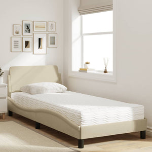 vidaXL "Dover" Bed with Mattress Cream 90x190 cm Fabric