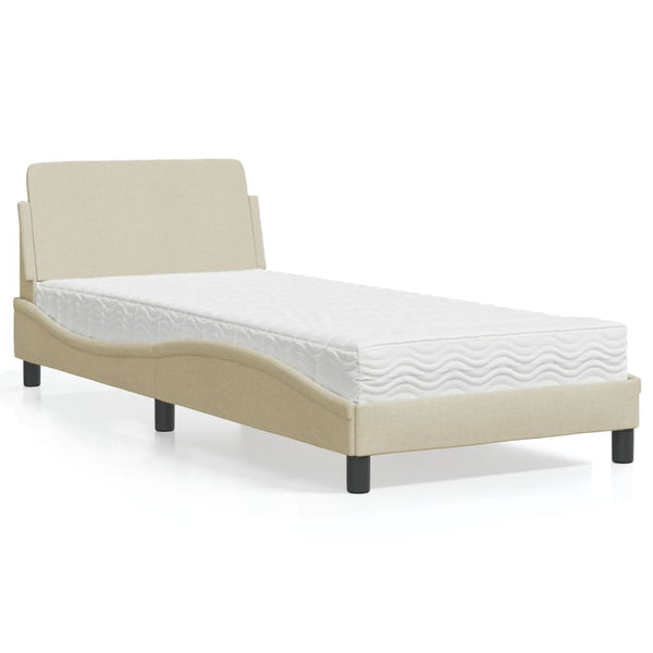vidaXL "Dover" Bed with Mattress Cream 90x190 cm Fabric