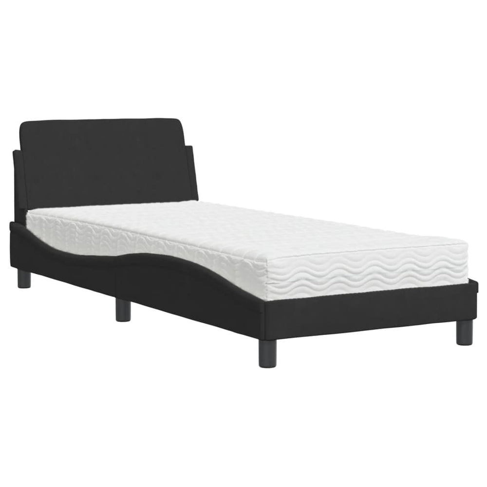 vidaXL Bed with Mattress "Dover" Black 90x190 cm Velvet
