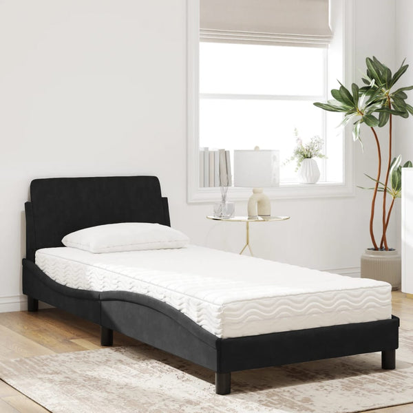 vidaXL Bed with Mattress "Dover" Black 90x190 cm Velvet