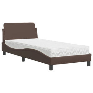 vidaXL Bed with Mattress "Dover" Brown 90x190 cm Faux Leather