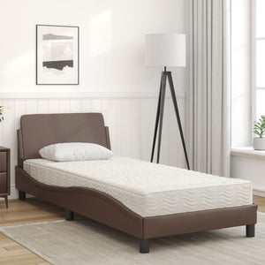 vidaXL Bed with Mattress "Dover" Brown 90x190 cm Faux Leather