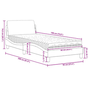 vidaXL Bed with Mattress "Dover" Grey 90x190 cm Faux Leather