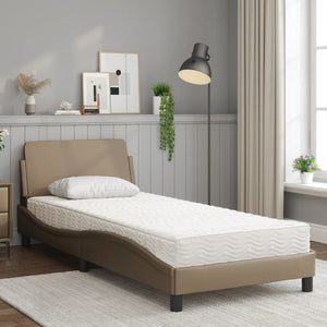 vidaXL Bed with Mattress "Dover" Cappuccino Brown 90x190 cm Faux Leather