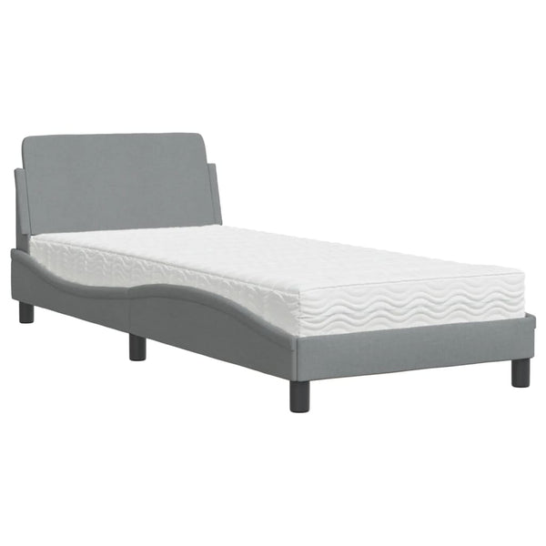 vidaXL Bed with Mattress "Dover" Light Grey 90x200 cm Fabric