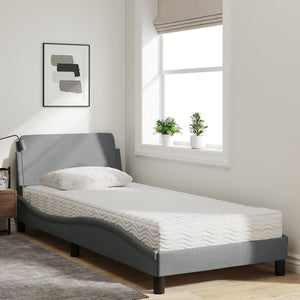 vidaXL Bed with Mattress "Dover" Light Grey 90x200 cm Fabric