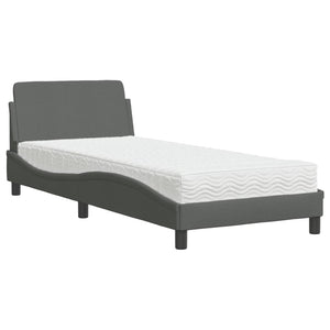 vidaXL "Dover" Bed with Mattress Dark Grey 90x200 cm Fabric