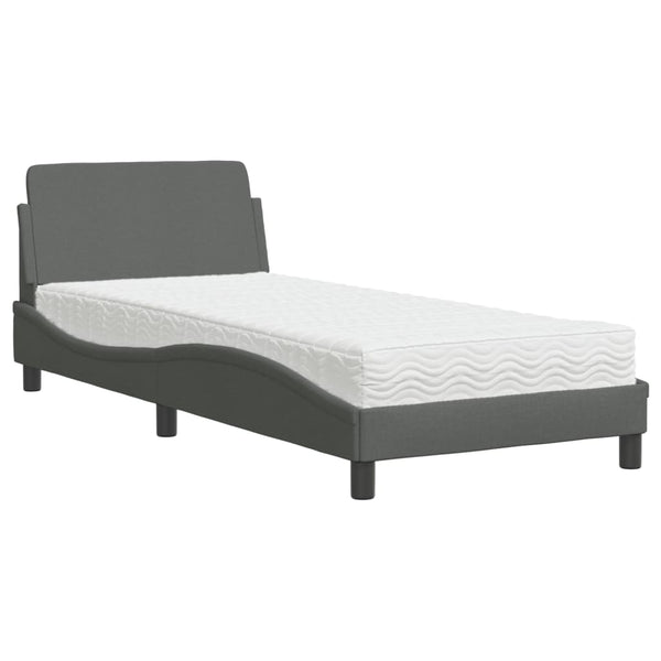 vidaXL "Dover" Bed with Mattress Dark Grey 90x200 cm Fabric