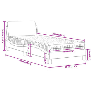 vidaXL "Dover" Bed with Mattress Dark Grey 90x200 cm Fabric