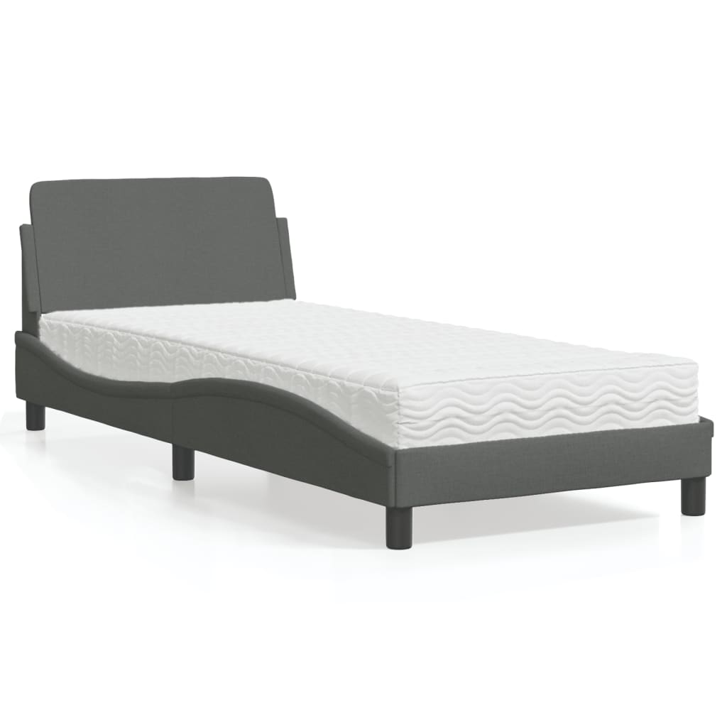 vidaXL "Dover" Bed with Mattress Dark Grey 90x200 cm Fabric