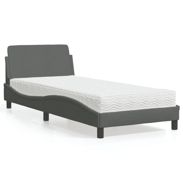vidaXL "Dover" Bed with Mattress Dark Grey 90x200 cm Fabric