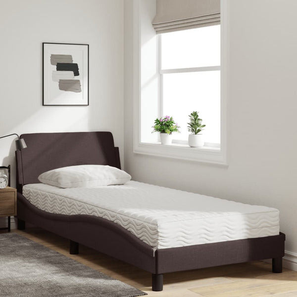 vidaXL Bed with Mattress "Dover" Dark Brown 90x200 cm Fabric