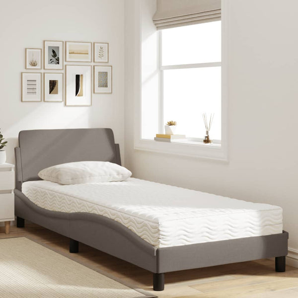 vidaXL Bed with Mattress "Dover" Taupe 90x200 cm Fabric