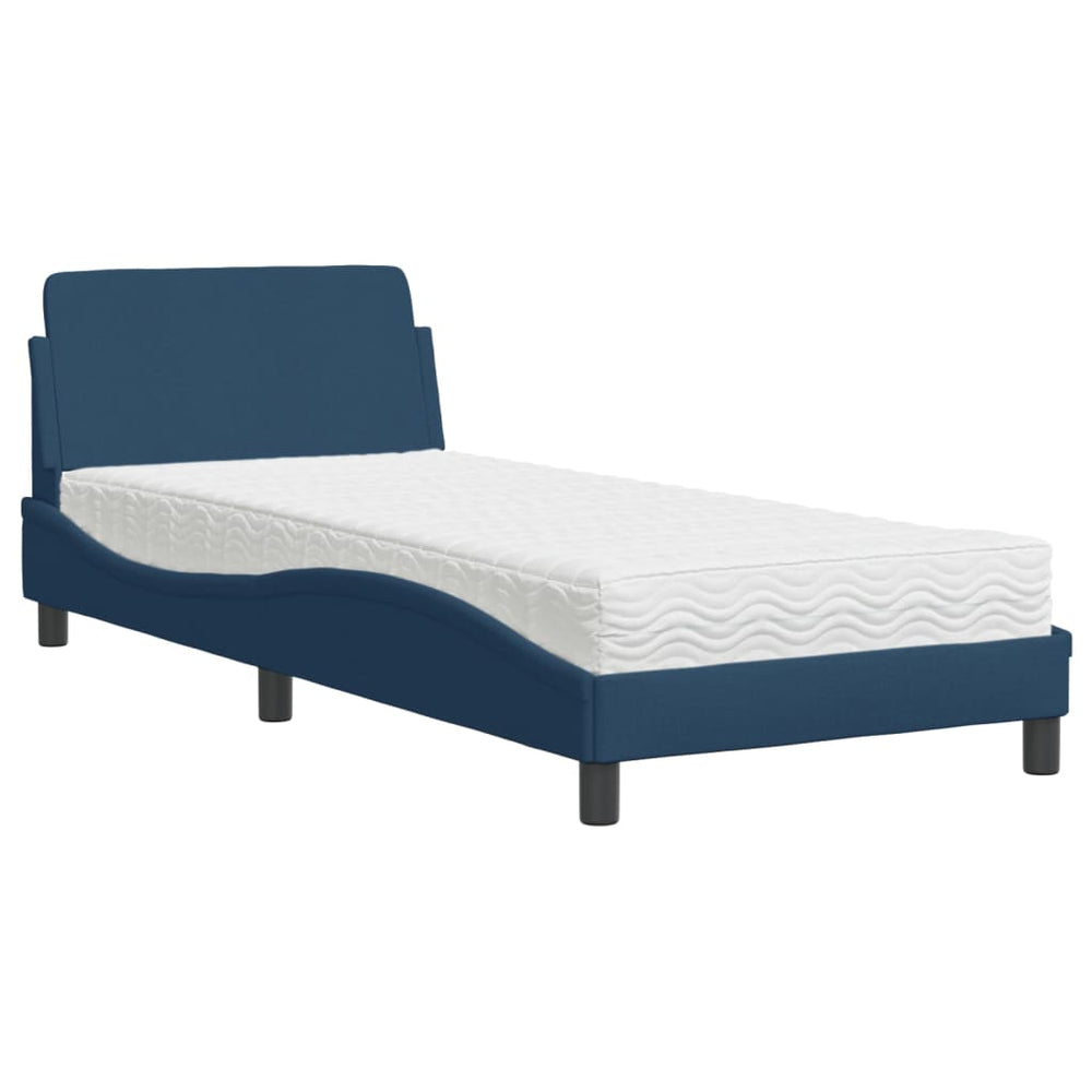 vidaXL Bed with Mattress "Dover" Blue 90x200 cm Fabric