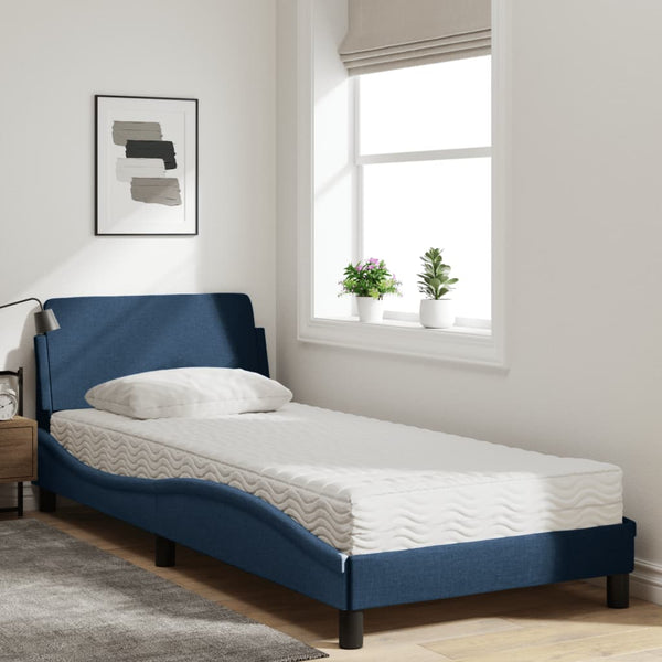 vidaXL Bed with Mattress "Dover" Blue 90x200 cm Fabric