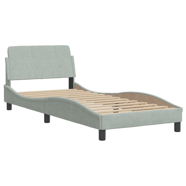 vidaXL Bed with Mattress "Dover" Light Grey 90x200 cm Velvet