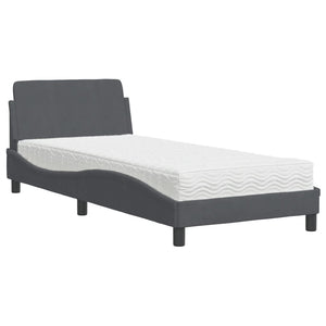 vidaXL Bed with mattress "Dover" Dark Grey 90x200 cm Velvet