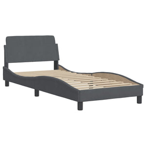 vidaXL Bed with mattress "Dover" Dark Grey 90x200 cm Velvet