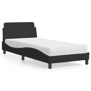 vidaXL Bed with Mattress "Dover" Black 90x200 cm Velvet