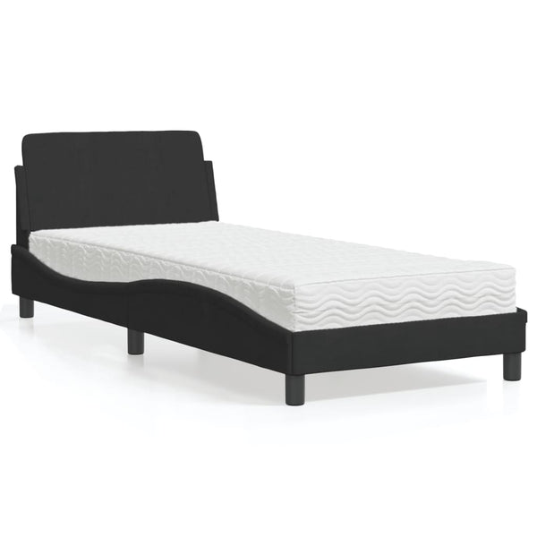 vidaXL Bed with Mattress "Dover" Black 90x200 cm Velvet