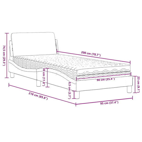 vidaXL Bed with Mattress "Dover" Dark Green 90x200 cm Velvet