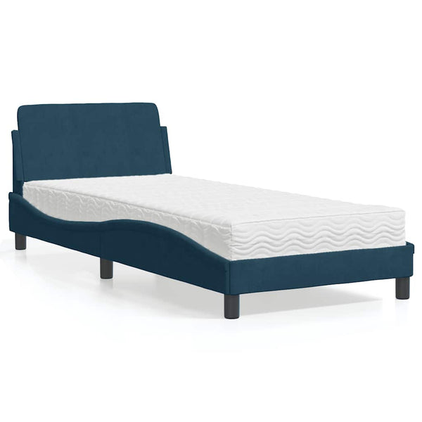 vidaXL Bed with Mattress "Dover" Blue 90x200 cm Velvet